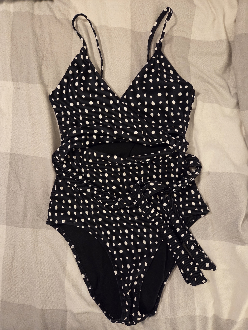 aerie Black and White Polka Dot One-Piece Swimsuit